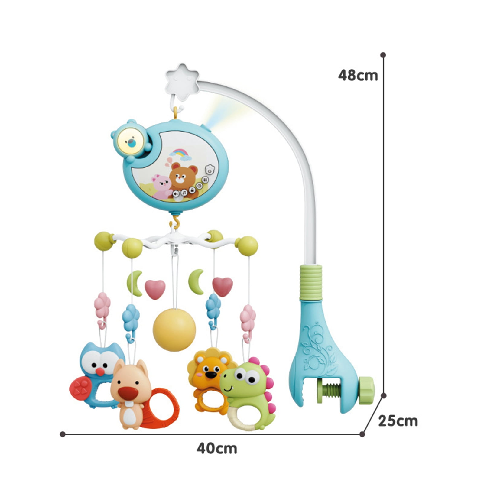 BAELLERT Baby Mobiles for Cribs Crib Mobile with Music & Lights Remote Control Rotating Rattle Toy Star Projection Relaxing Music Baby Crib Rattle for Boys Girls