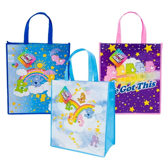Large Care Bears Reusable Tote Bags, 16 in, 3 Assorted Colors