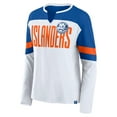 thumbnail image 2 of Women's Fanatics White/Royal New York Islanders Frozen Long Sleeve Notch Neck T-Shirt, 2 of 3