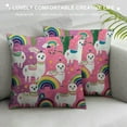 thumbnail image 3 of Nawypu &nbsp;Cute Llama Pillow Sham Rainbow Cactus Animal Flower Pink Rectangular Pillow Cover Cushion Cover for Bed Couch Sofa Standard Size, 3 of 5