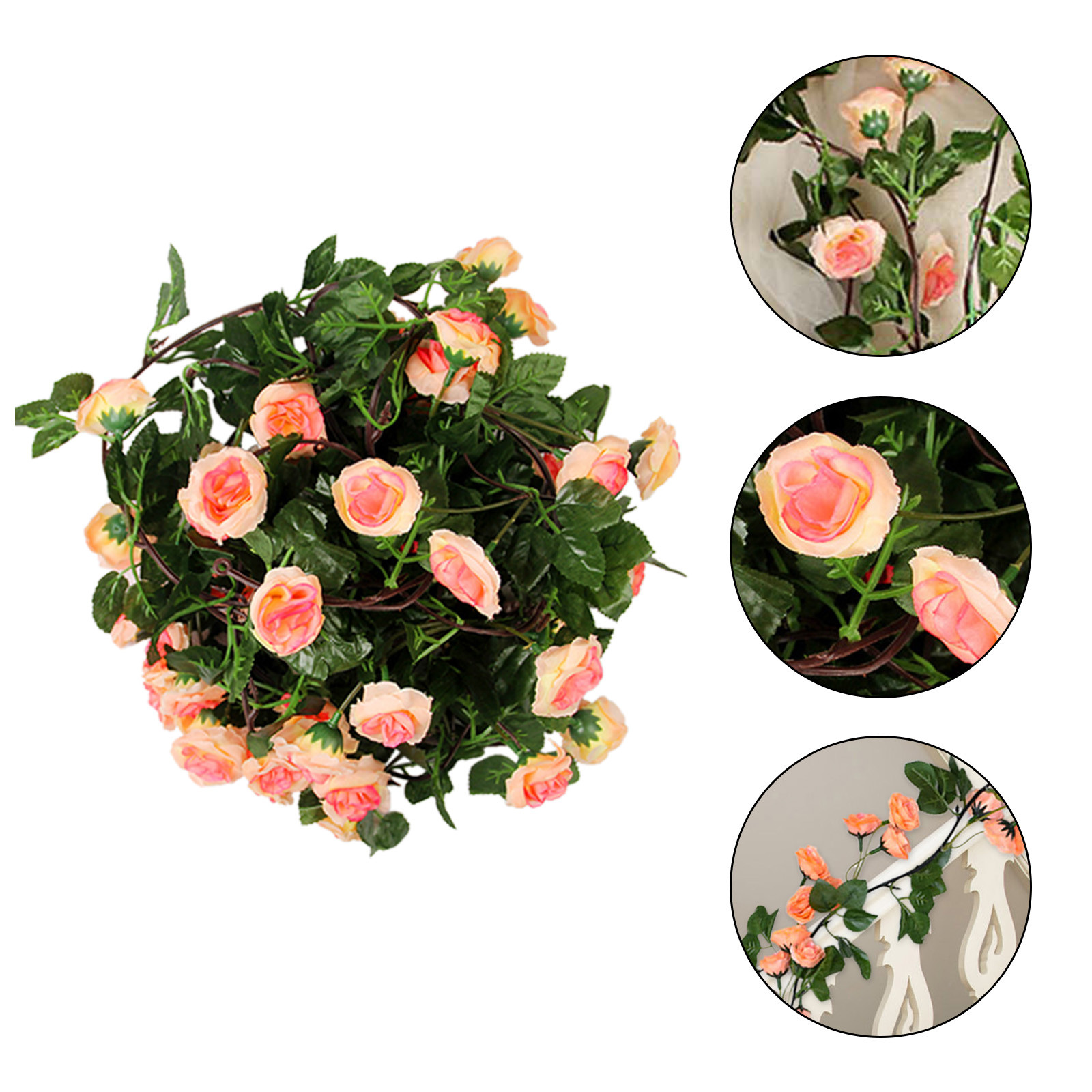 SUSHANG 22-Head Rose Vine Artificial Flower Wall Hanging Living Flower ...