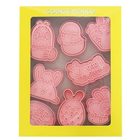 

Silicon Mold Cake Mold Cake Cake Molds Easter Cookie Mold Cartoon Bunny Easter Cookie Mold Fondant Baking Tool Eight-piece Set Pink
