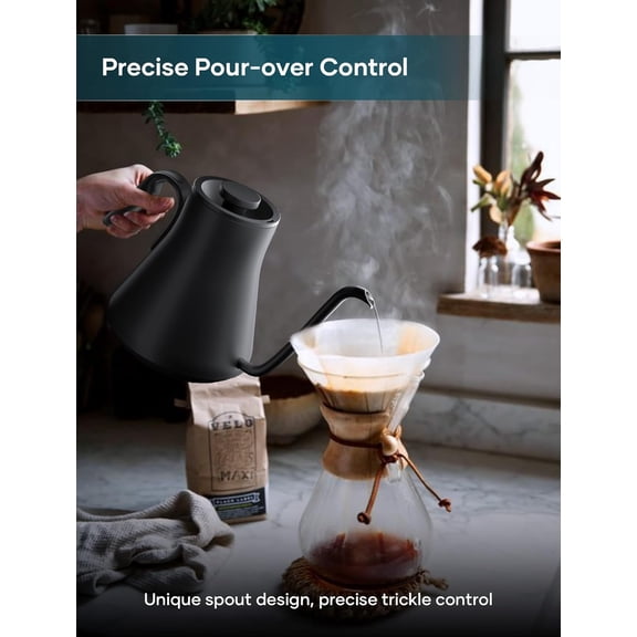 INTASTING Electric Gooseneck Kettle, 0.9L, Black