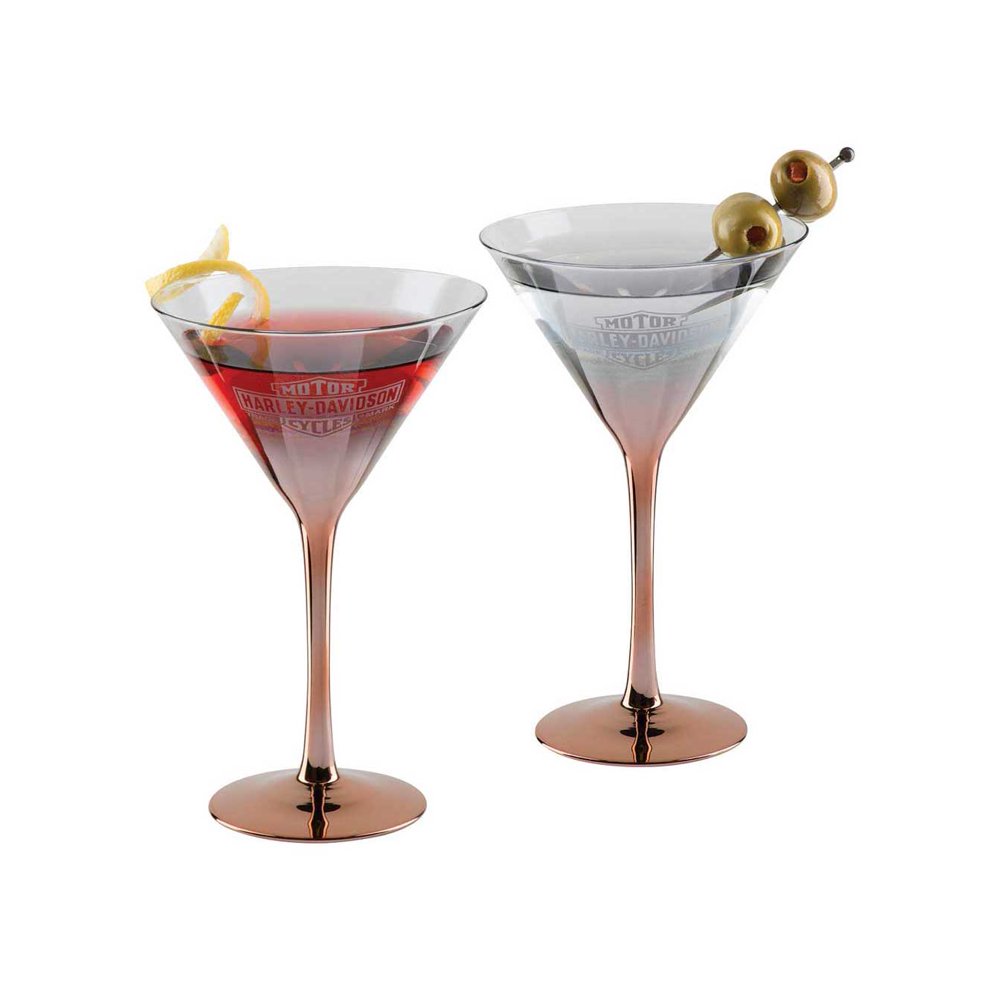 HarleyDavidson Copper Ombre Bar & Shield Martini Glass Set 6 oz. HDX