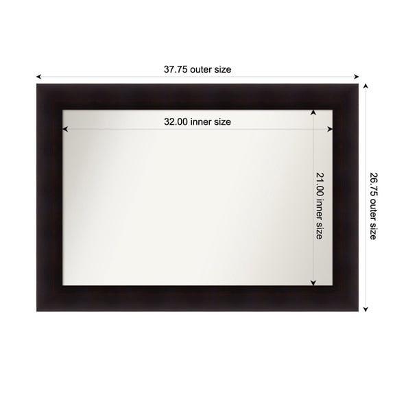 Amanti Art Custom Wall and Bathroom Mirror (26.75 x 37.75 in.), Portico Espresso Frame