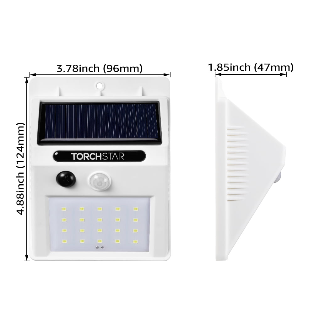 20 LED 320lm Outdoor LED Solar Motion Sensor Lights, Wireless Outdoor Wall Lights, White, Pack of 3