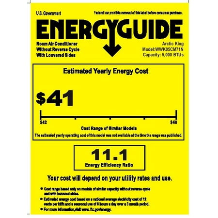 Arctic King 5,000 BTU Window Air Conditioner, 115V, WWK-05-CM-71-N