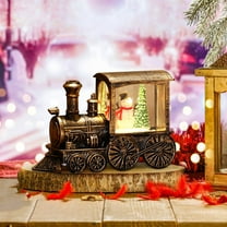 TOPReddon Lighted Christmas Snow Globe Lantern, Battery Operated Santa Claus Musical Train LED Water Glittering Festive Train Decor, Christmas Home Decoration Ornament Night Light Gift