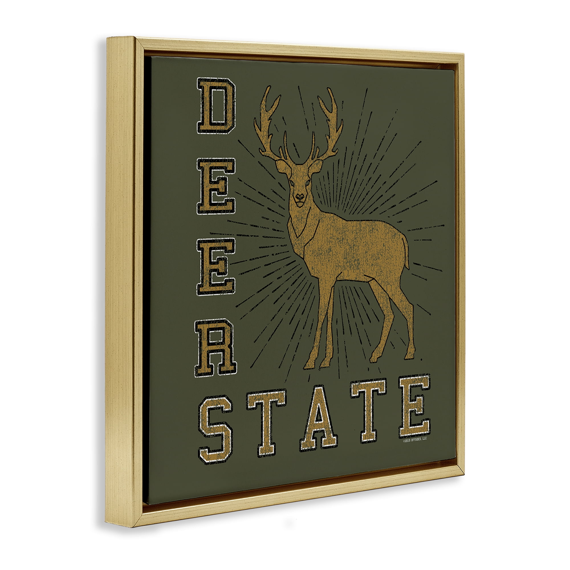 Stupell Industries Vintage Deer State Novelty & Humor Painting Gold Floater Framed Canvas Art Print Wall Art, 18 x 18