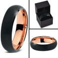 thumbnail image 4 of P. Manoukian Tungsten Wedding Band Ring 6mm for Men Women Black & 18K Rose Gold Plated Domed Brushed Polished Lifetime Guarantee Size 7.5, 4 of 4