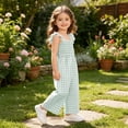 thumbnail image 5 of SERTGUTR Girls' Jumpsuit Romper Smocked Wide Leg Ruffle Strap Gingham Plaid Square Neck Casual Summer School Playground Everyday Wear, 5 of 9