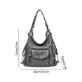 thumbnail image 3 of Vintage Faux Leather Handbag Large Capacity Shoulder Bag With Top Handle And Adjustable Strap Convertible Crossbody Satchel For Work Travel Daily Use Stylish Textured Purse Black Brown Gray, 3 of 8