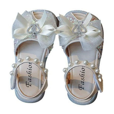 

Dianli Lightweight Breathable Ultimate Comfort Open Toe 2-12 Years Bow Princess Shoes Baotou Pearl Korean Girls Sandals Hollow Breathable Non-slip Soft Bottom Girls Sandals Beige Toddler Sandals 3.5Y