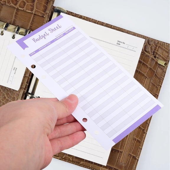 AURARMLET Budget Planner Refill Sheets with Holes for Cash Binder, Expense Tracker Inserts, Assorted Colors, 72 Count Pages