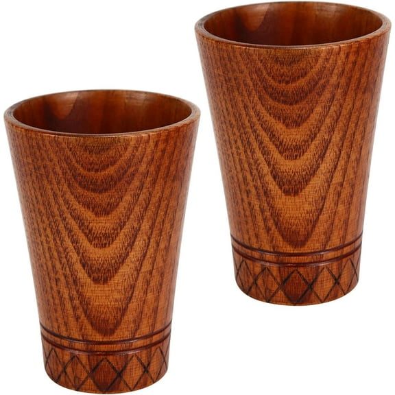 ABCISI 2 Pack 300ML Wooden Tea Cups - Handmade Natural Wood Cup for Coffee, Tea & Hot Drinks, Wooden Portable Cup Outdoor Coffee Mug for Home Office