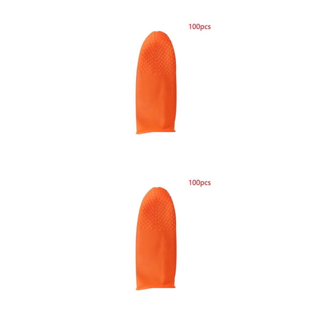 QualitChoice 100pcs Non -slip Fingertip Gloves Latex Orange Waterproof Breathable Anti -static Fingertip Gloves 2Set