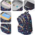 thumbnail image 4 of Dark Blue Dinosaur Volcano Pattern Cute School Backpack Bag with Padded Back and Adjustable Shoulder Straps 16.9 X 12.6 X 5.9 Inches, 4 of 5