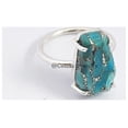 thumbnail image 3 of Genuine Blue Copper Turquoise Gemstone Coffin Ring, Natural 925 Sterling Silver Handmade Jewelry For Women, Wedding Engagement Ring For Her, Statement Ring (Blue Copper Turquoise, Size 7), 3 of 6