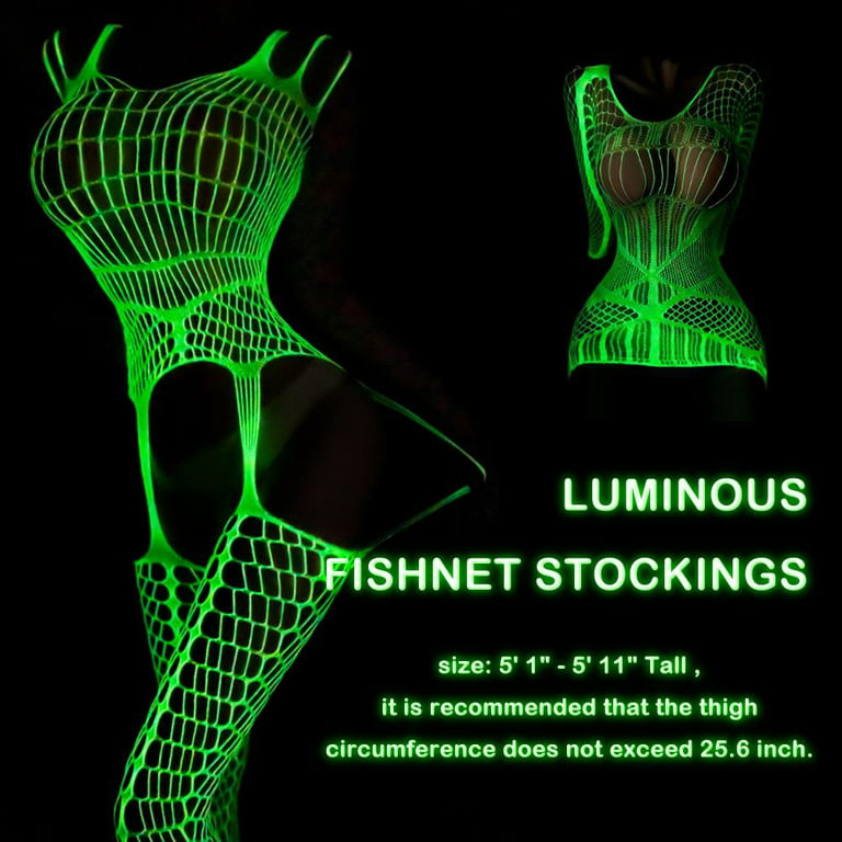 Luminous Fishnet Stockings, Glow in the Dark Fishnet Tights High