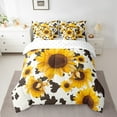 thumbnail image 2 of Erosebridal 7 Pcs Sunflower Cow Comforter Set Full Size,Cow Printed Bed in a Bag with Flat Sheet and Fitted Sheet for Cowboy Cowgirl,Farmhouse Cowhide Bedding Set with Pillowcase and Sham, 2 of 5