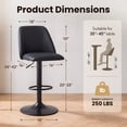 thumbnail image 5 of COLAMY Modern Adjustable Bar Stools, Set of 4 Swivel Kitchen Counter Stools, 25"-33" Height, Premium Faux Leather for 35"-45" Tables, Black, 5 of 9