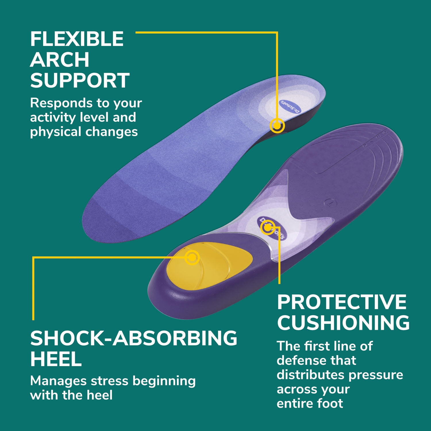(2 pack) Dr. Scholl's Prevent Pain Foam Cushioning Insoles, Women Shoe Sizes 6-10, 1 Pair