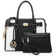 MKP Women's Satchel Handbags Two Tone vegan leather Shoulder Bag Twist Lock Purse