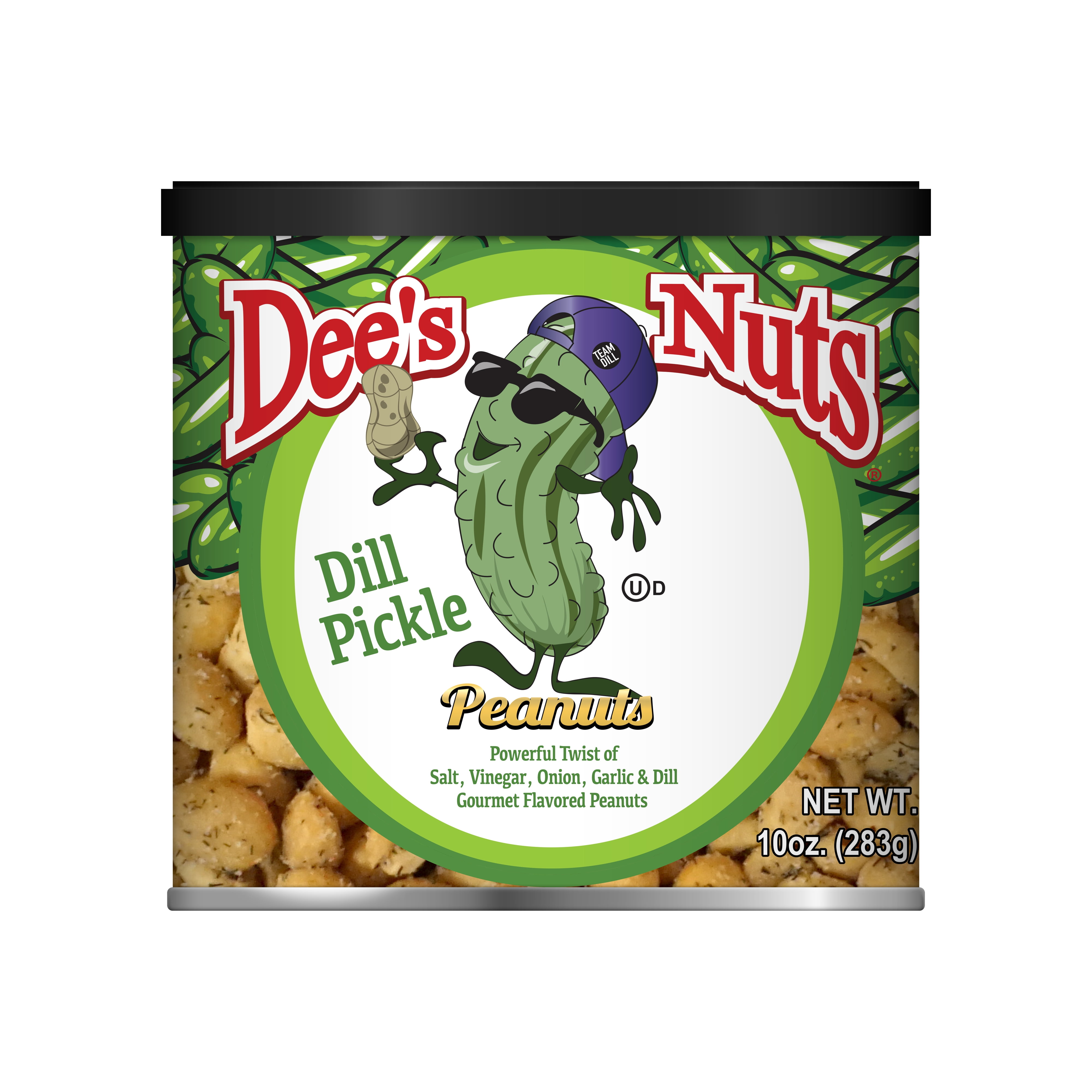 Dee's Nuts Peanuts, Dill Pickle Flavor, 10 oz. Canister