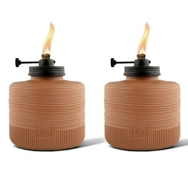 TIKI® Brand Adjustable Flame 6.4 Amber Horizon Glass Terracotta Tabletop Torch 2-Pack