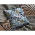 thumbnail image 6 of Flower Diamonds Indoor/Outdoor Fabric Pillow in Orange and Blue 26x26, 6 of 9