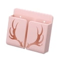 thumbnail image 2 of Mobile Phone Holder Multi-function Wall Mounted Creative Antlers Remote Control Storage Box Organizer for Home,Pink, 2 of 8