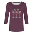 thumbnail image 4 of Mifsaly Christmas Shirt Women Xmas Red Wine Cups Loose 3/4 Sleeve T-Shirs 2025 Thanksgiving Dinner Tunic Pullover Tops Holiday Festival Party Blouse, 4 of 4