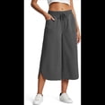 thumbnail image 2 of Pantalones de Yoga de Pierna para Mujer, Pantalones Casuales de Verano, Pantalones Cortos con Cordón en la Cintura y Bolsillos, Gris L, 2 of 6