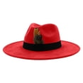 thumbnail image 3 of Women's Wide Brim Felt Fedora Hat with Faux Feather Classic Retro Jazz Cap Adjustable Elegant Party Dress Up Hat, 3 of 4
