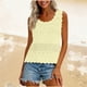 thumbnail image 1 of Camisola Beige Tops para las Mujeres Encaje Punto sin Mangas con Nervaduras Relajado Ajuste, Tela Abierta Sólida, Escote Escarpado / Doblado, 1 of 9