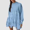 thumbnail image 2 of Elainilye Fashion Womens Casual Dresses Oversized Sweatshirt Dress Long Sleeve Crewneck Pullover Tops Sweatshirts Mini Dress,Blue, 2 of 9