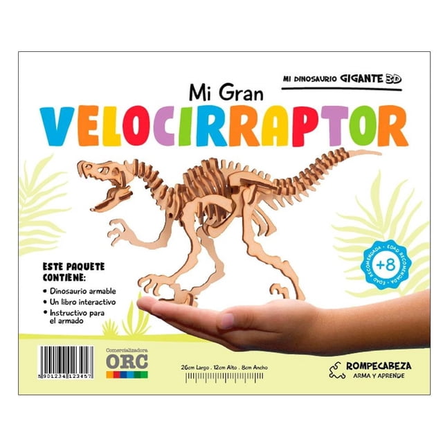 Mi Dinosaurio Gigante 3D-Velociraptor Orc Varios