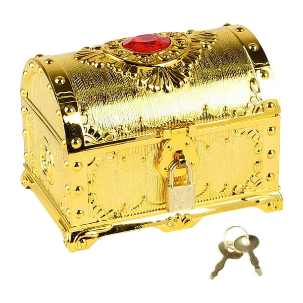 Cofre del tesoro aventurero, cofre pirata con cerradura y llave, accesorio pirata