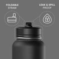 thumbnail image 5 of Hydrapeak 32oz Sport Insulated Water Bottle with Straw or Chug Lid, Leak & Spill Proof, Keeps Drinks Cold for 24 Hours, Hot for 12 Hours, Premium Stainless Steel Water Bottles (32oz, Black), 5 of 9