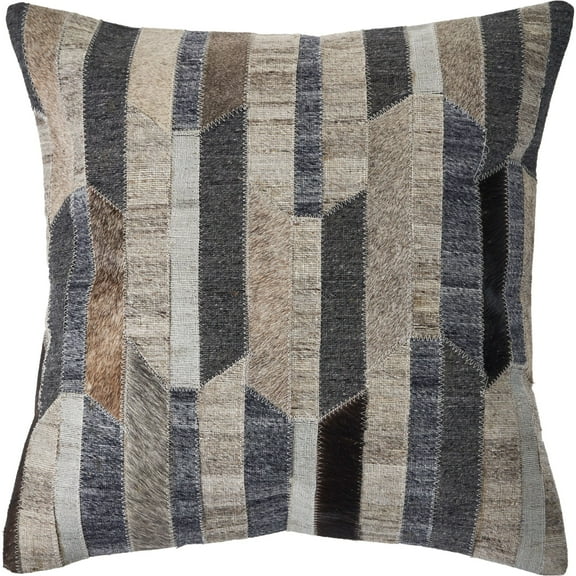 Laddha Home Designs 20" Gray and Black Abstract Striped Square Throw Pillow