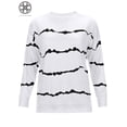 thumbnail image 6 of Luxtrada Women's Casual Crewneck Sweatshirt Long Sleeve Striped T Shirt Loose Side Split Pullover Tops, 6 of 8
