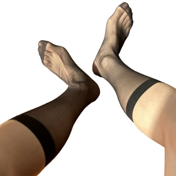 ZYHARUKO Mens Ultrathin Nylon Sheer Suit Sock Business Dress Socks with Reinforced Toe Solid Plain Thin Formal Dress Stockings