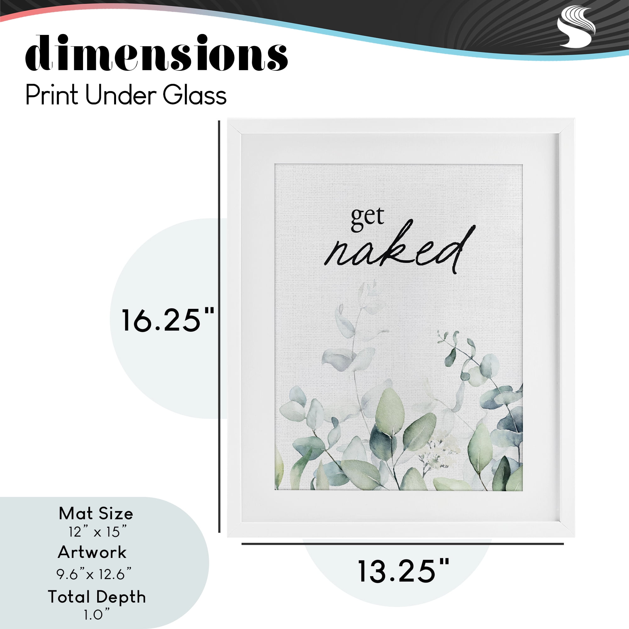Get Naked Minimal Herbs White Framed Print Under Glass, design by Lettered and Lined