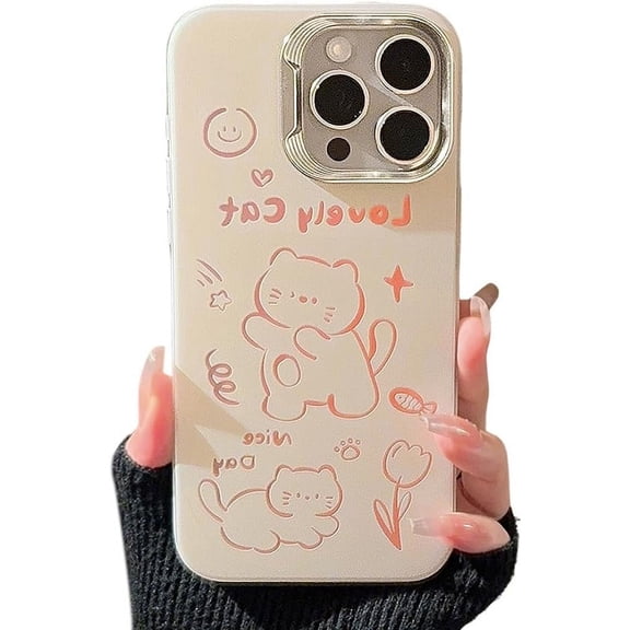 Designed for iPhone Case,Cute Hollow Cat Lucky Silicone Shockproof Protective Cover Phone Case (iPhone 15,Pink)