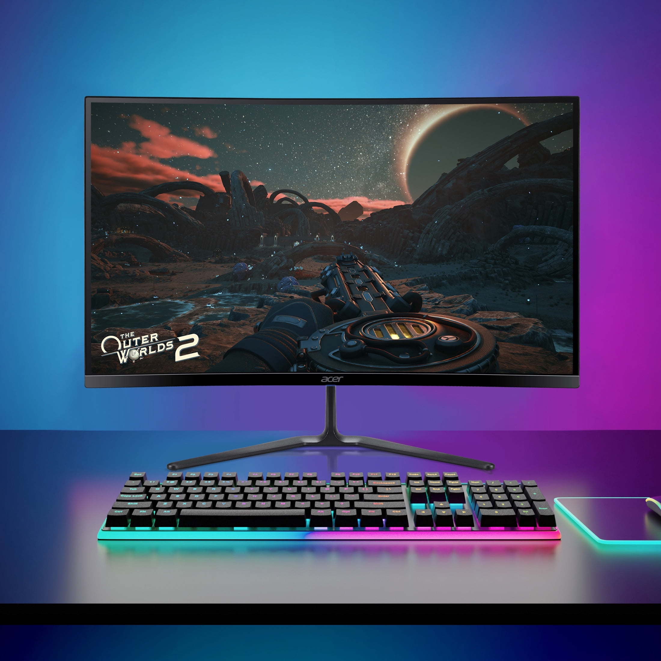 Acer Nitro 27" FHD (1920 x 1080) 1500R Curved Gaming Monitor, AMD FreeSync Premium Technology, 240Hz, 1ms (VRB), Black, ED270 W0biip