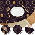 thumbnail image 4 of Dark Purple Sun Moon Star Pattern Round Fitted Tablecloth with Elastic Edge,Dining Table Cover Waterproof,Outdoor Round Tablecloth for Camping,Dining,Indoor and Outdoor, 4 of 7