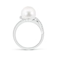 thumbnail image 2 of Angara Freshwater Cultured Pearl Swirl Ring with Diamonds in 14K White Gold for Women | June Birthstone Jewelry for Her, 2 of 7