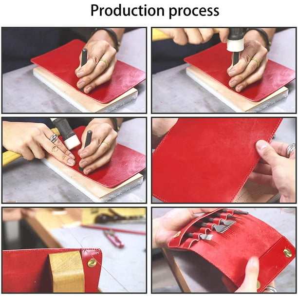 Kit Outils Perforatrice 4mm DIY Outils de Couture de Poinçon de Trou en Cuir  En Acier Craft Laçage Coudre Ciseau Set 1/2/4/6 Dents 4 Pièces 