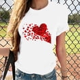 thumbnail image 2 of Grande Vente!! T-Shirts de la Saint-Valentin pour Femmes Cœur d'Amour Col Rond T-Shirt Cadeau de la Saint-Valentin Hauts Décontractés Col Rond Manches Courtes T-Shirts Imprimé Graphique Cœur, 2 of 6
