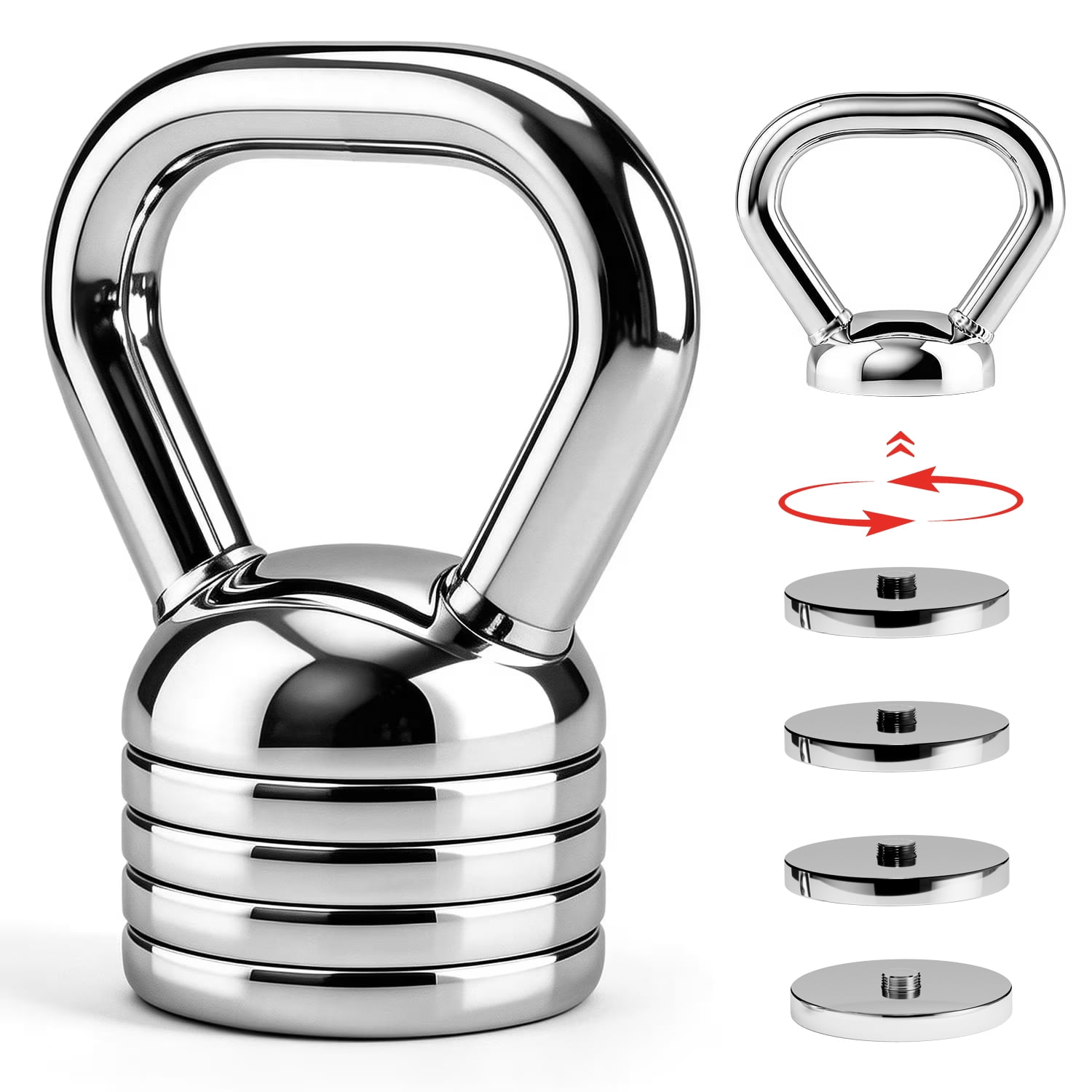 ARVIVO 20lb Adjustable Kettlebell Handle Set for Strength Training.10-20lb,Home GYM Workout Sliver